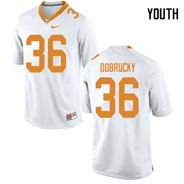 Youth #36 Tanner Dobrucky Tennessee Volunteers College Football Jerseys Sale-White - Click Image to Close